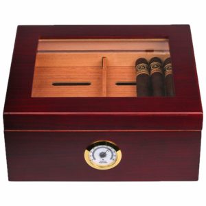 Mantello 25-50 Cigar Desktop Humidor Royale Glasstop