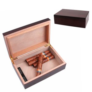 A Comely Cigar Humidor with Walnut and Spanish Cedar