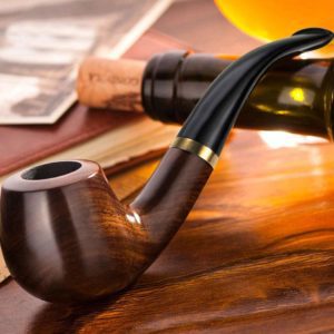 Scotte Tobacco Pipe Handmade Ebony Wood Root Smoking Pipe Gift Box and Accessories